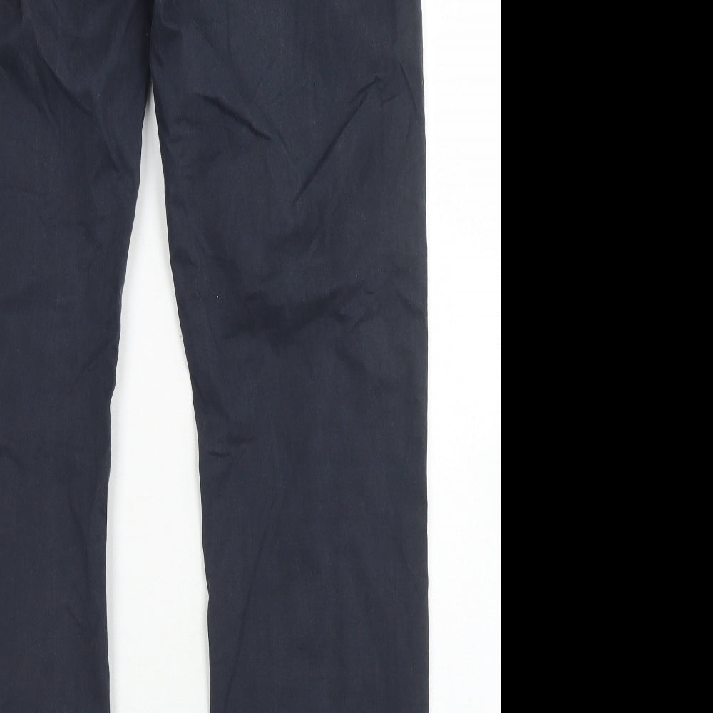 Blaq Mens Black  Cotton Chino Trousers Size 34 in L31 in Regular Button