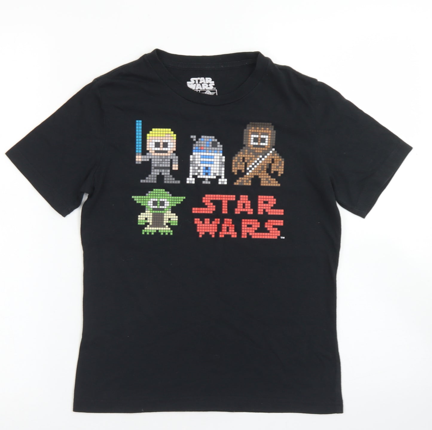 Star Wars Boys Black  Cotton Basic T-Shirt Size L Crew Neck  - 16 bit Star Wars