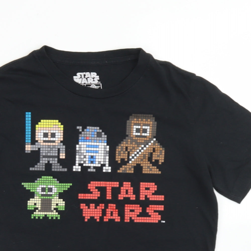 Star Wars Boys Black  Cotton Basic T-Shirt Size L Crew Neck  - 16 bit Star Wars