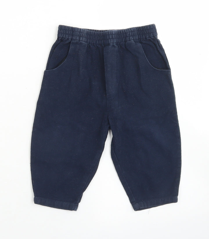 George Boys Blue  Cotton Jogger Trousers Size 6-9 Months