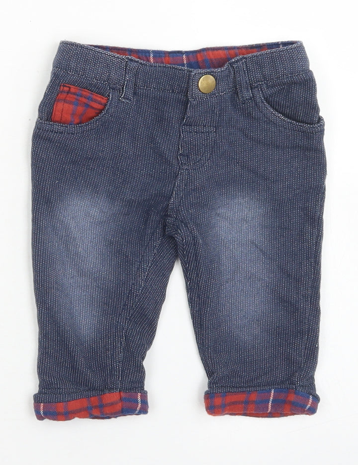Hullabaloo Boys Blue  Cotton Capri Trousers Size 6-9 Months  Snap