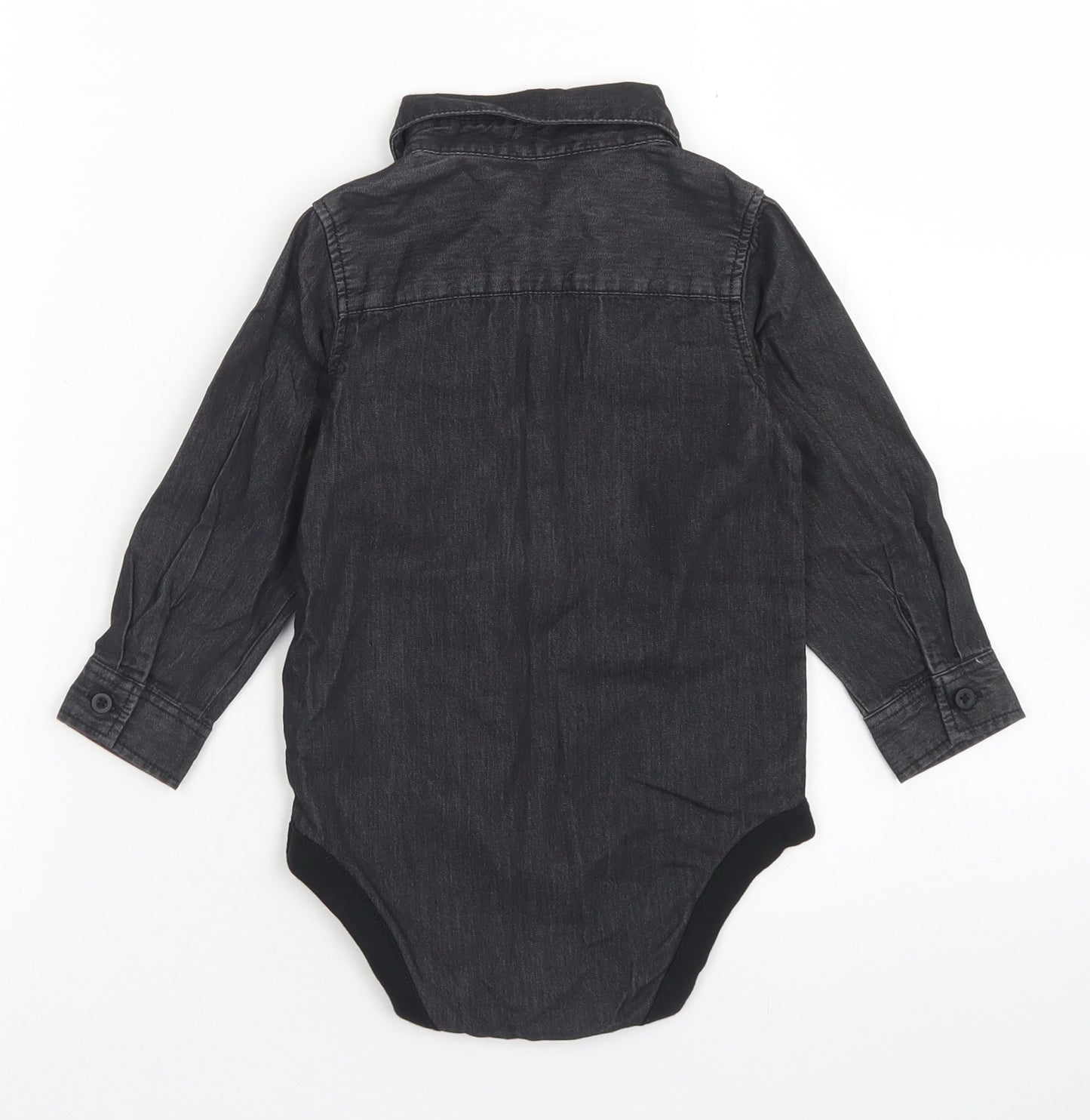Primark Boys Black  Cotton Romper One-Piece Size 9-12 Months  Button