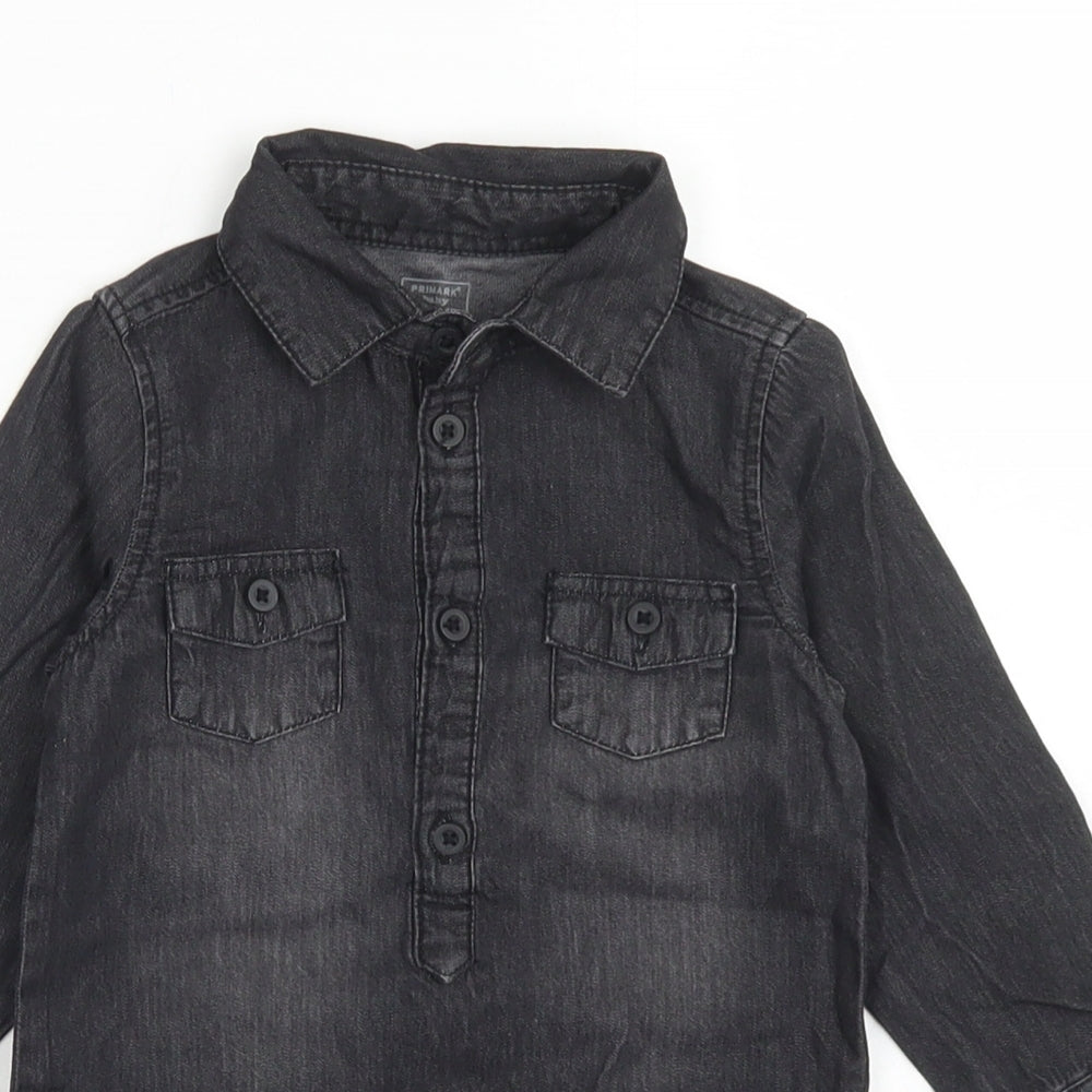 Primark Boys Black  Cotton Romper One-Piece Size 9-12 Months  Button