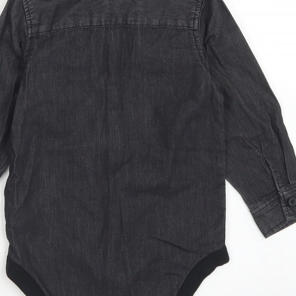 Primark Boys Black  Cotton Romper One-Piece Size 9-12 Months  Button