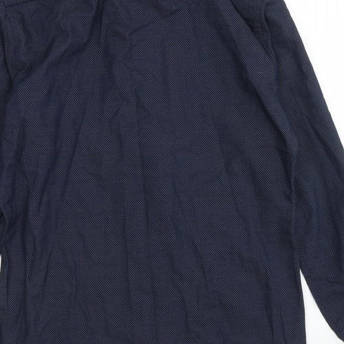H&M Mens Blue Polka Dot Cotton  Button-Up Size S Collared Button