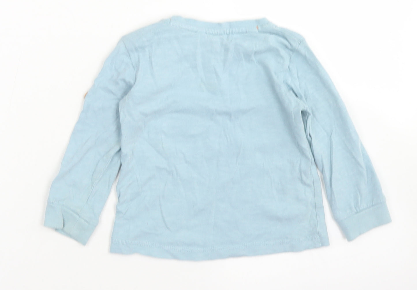 Mantaray Boys Blue  Cotton Basic T-Shirt Size 9-12 Months Crew Neck Snap