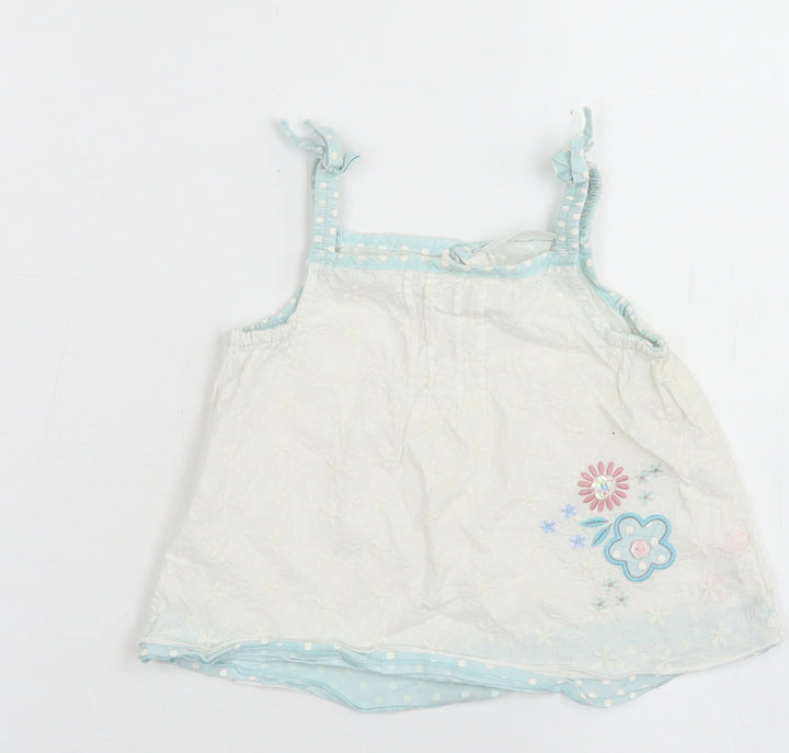 Baby Boutique Girls White Cotton Camisole Blouse Size 12-18 Months Square Neck