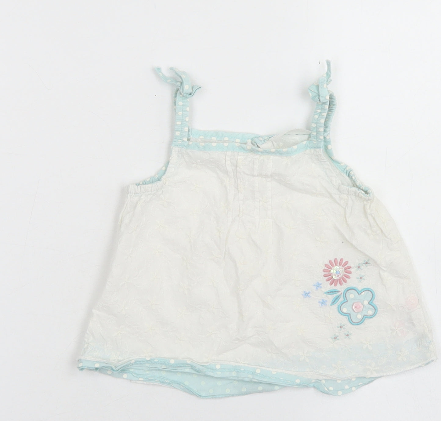 Baby Boutique Girls White  Cotton Camisole Blouse Size 12-18 Months Square Neck