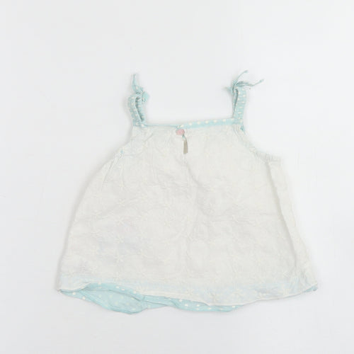 Baby Boutique Girls White  Cotton Camisole Blouse Size 12-18 Months Square Neck