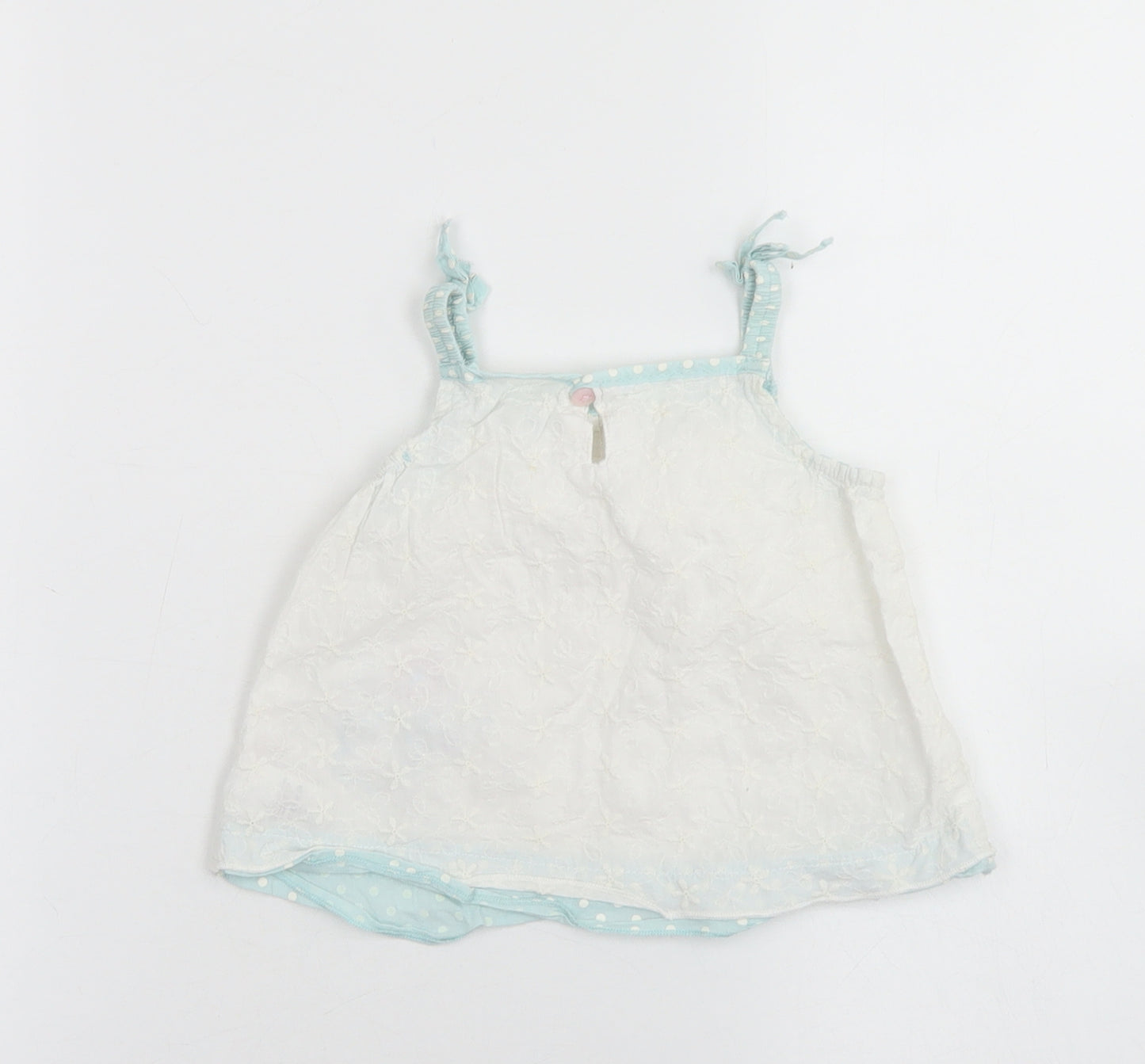 Baby Boutique Girls White  Cotton Camisole Blouse Size 12-18 Months Square Neck