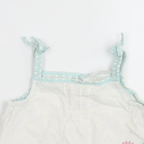 Baby Boutique Girls White  Cotton Camisole Blouse Size 12-18 Months Square Neck