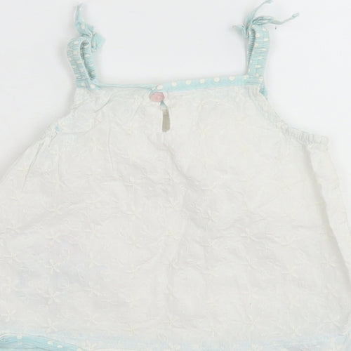 Baby Boutique Girls White  Cotton Camisole Blouse Size 12-18 Months Square Neck