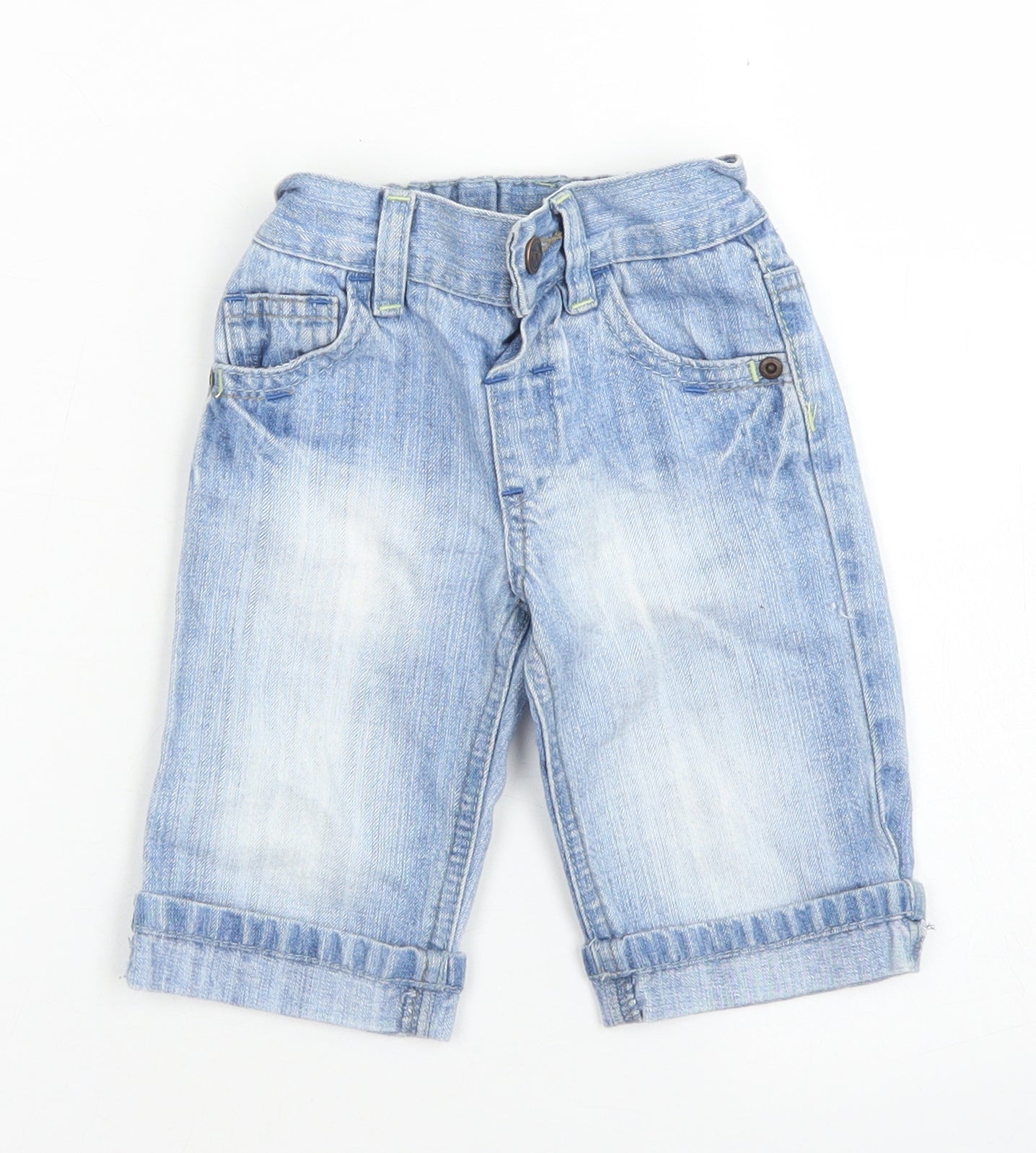 NEXT Girls Blue  Cotton Capri Jeans Size 3-6 Months  Button