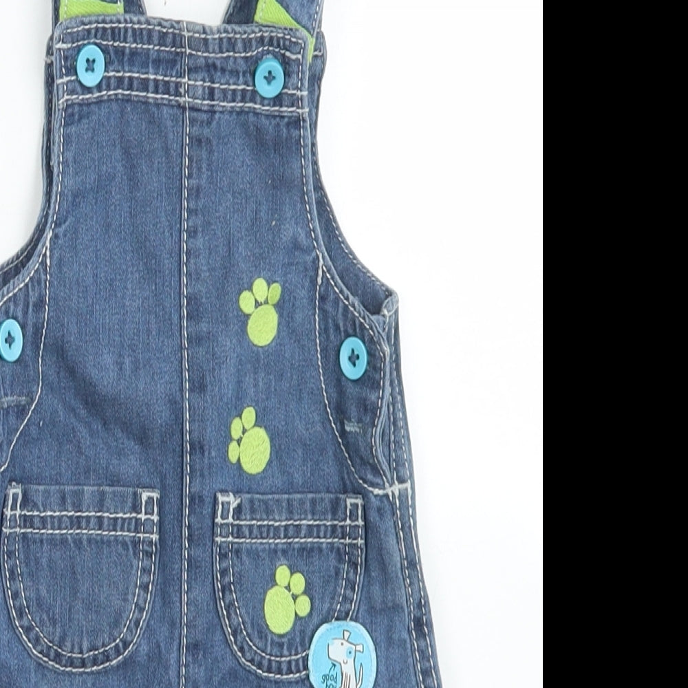 TU Boys Blue  Cotton Dungaree One-Piece Size 0-3 Months  Snap - Dogs