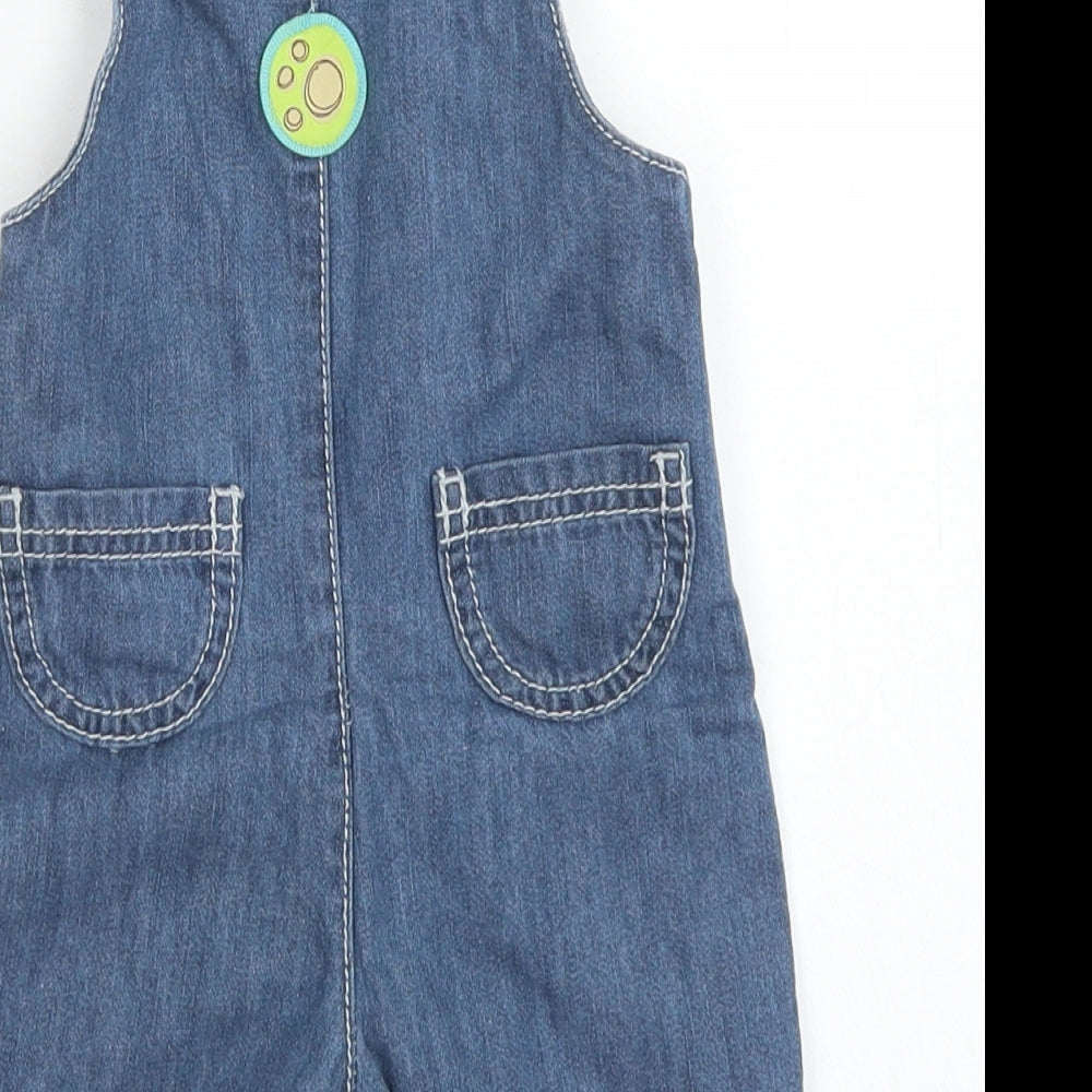 TU Boys Blue  Cotton Dungaree One-Piece Size 0-3 Months  Snap - Dogs
