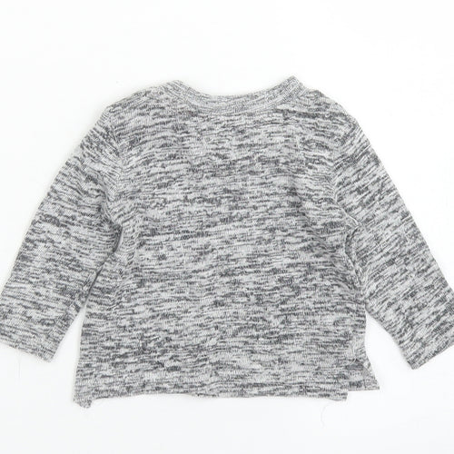 Primark Boys Grey  Cotton Basic T-Shirt Size 3-6 Months Crew Neck Snap