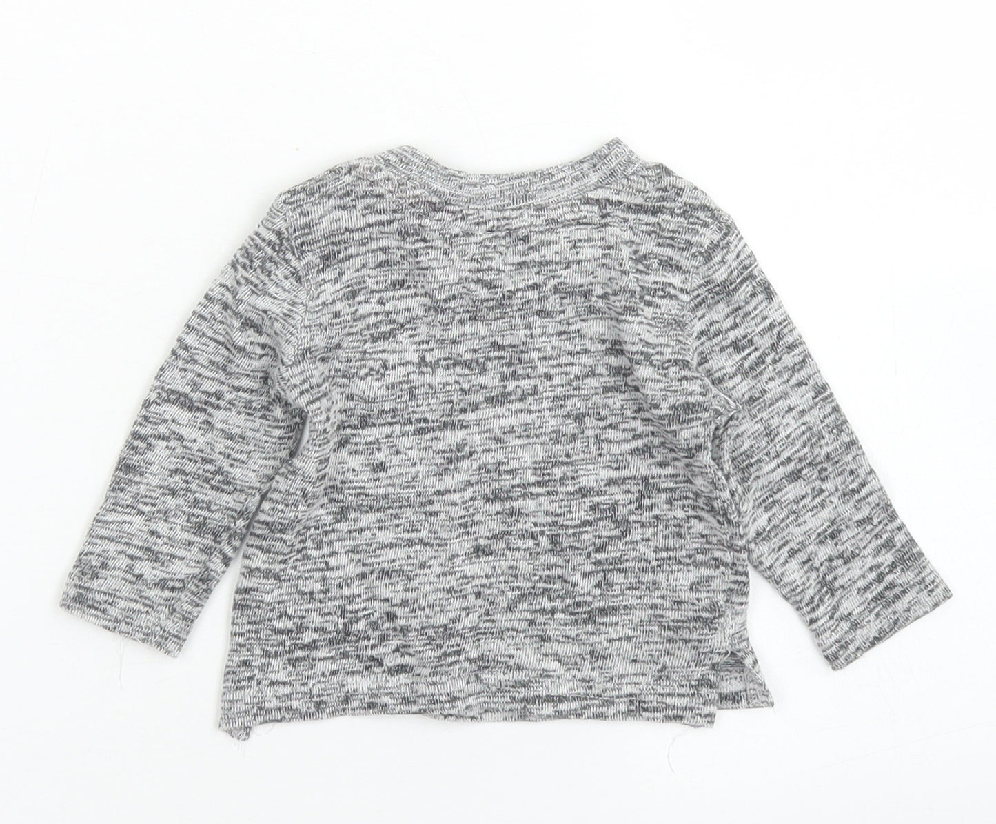 Primark Boys Grey  Cotton Basic T-Shirt Size 3-6 Months Crew Neck Snap