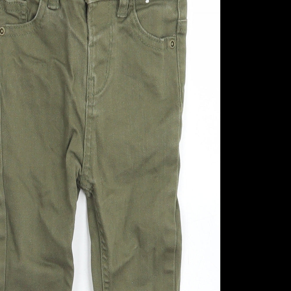 Denim CO Boys Green  Cotton Cargo Jeans Size 12-18 Months  Snap