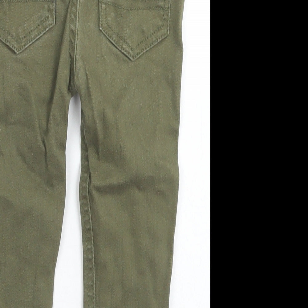Denim CO Boys Green  Cotton Cargo Jeans Size 12-18 Months  Snap