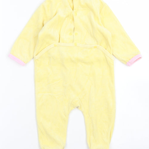 Preworn Girls Yellow  Cotton Babygrow One-Piece Size 9-12 Months  Snap - Giraffe