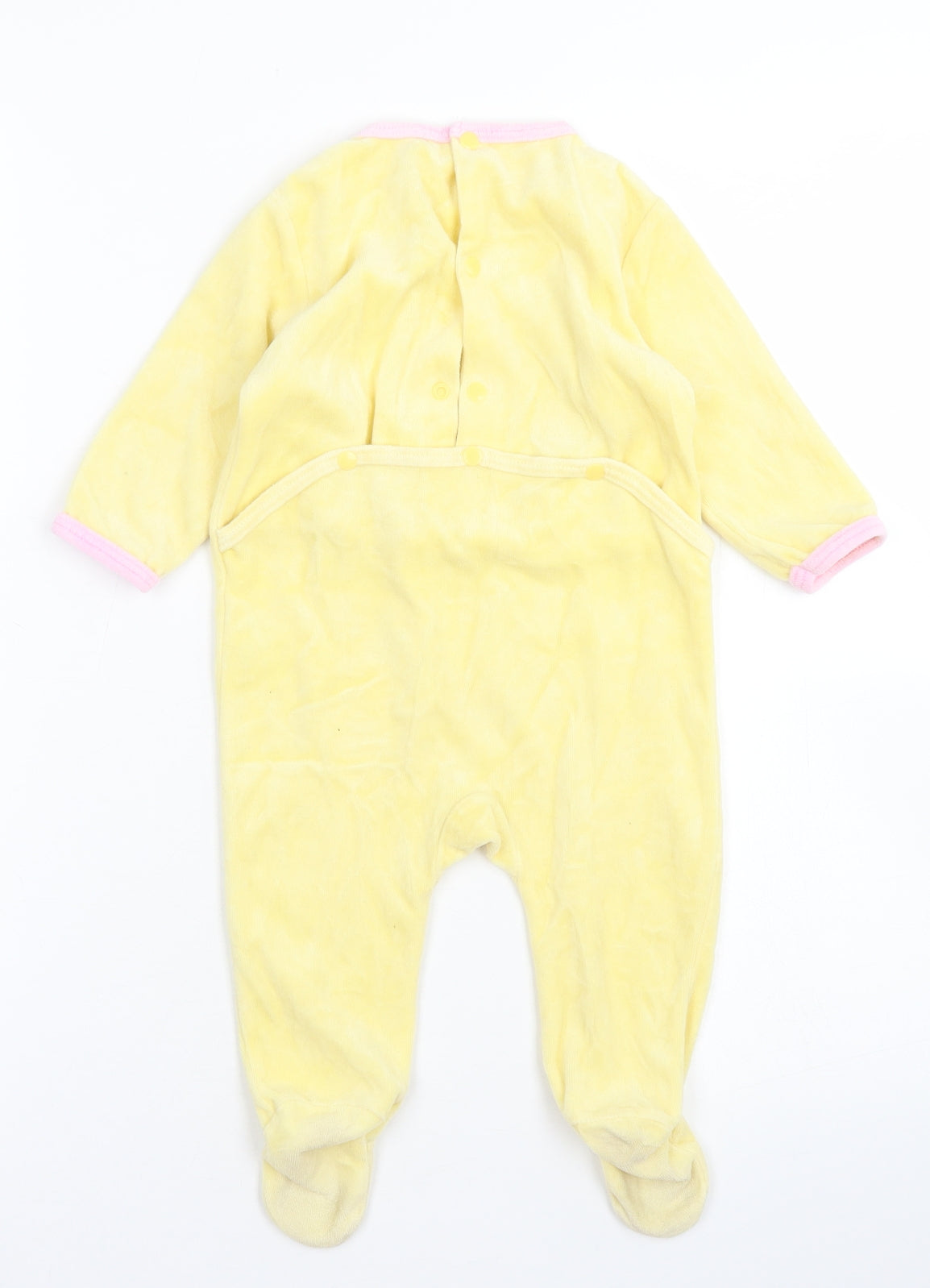 Preworn Girls Yellow  Cotton Babygrow One-Piece Size 9-12 Months  Snap - Giraffe