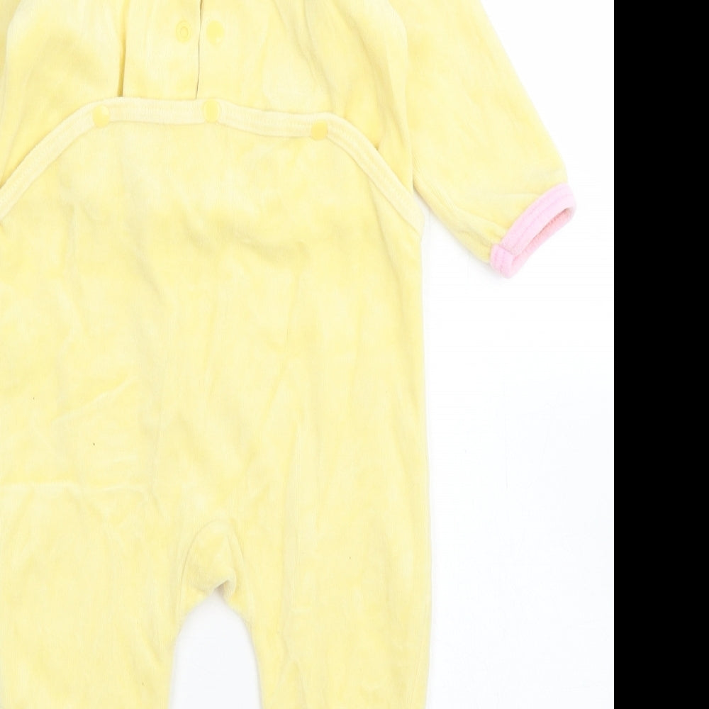 Preworn Girls Yellow  Cotton Babygrow One-Piece Size 9-12 Months  Snap - Giraffe