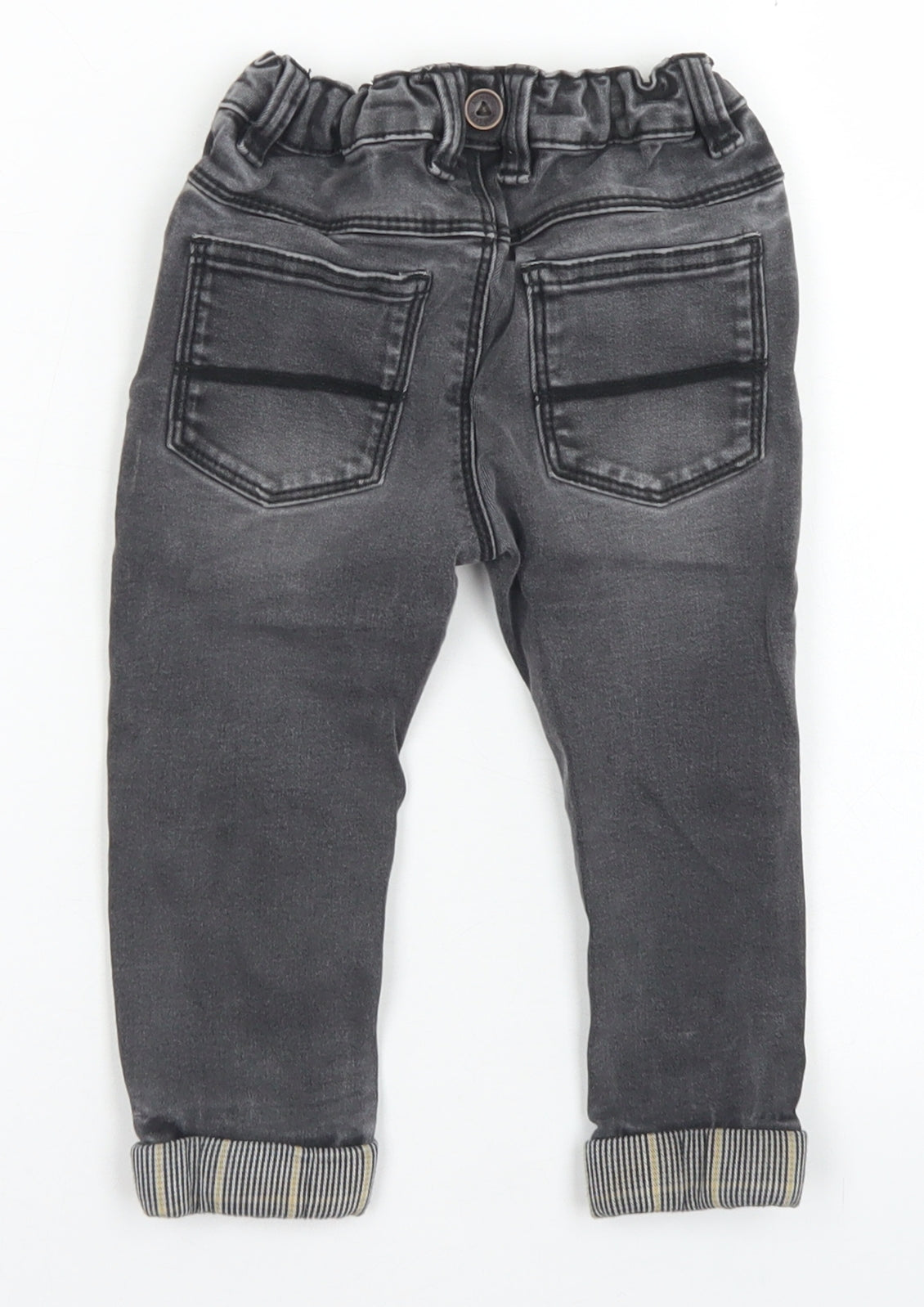 NEXT Boys Grey  Cotton Capri Jeans Size 12-18 Months  Snap