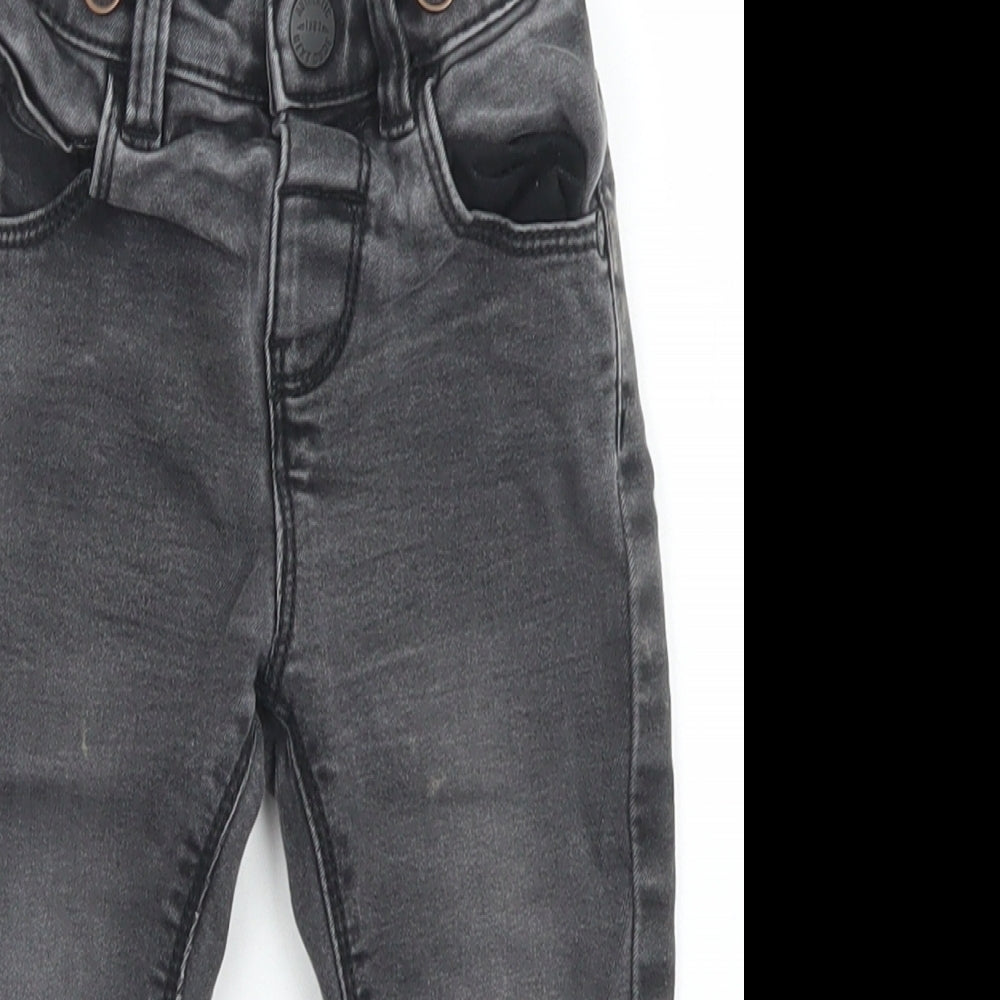NEXT Boys Grey  Cotton Capri Jeans Size 12-18 Months  Snap
