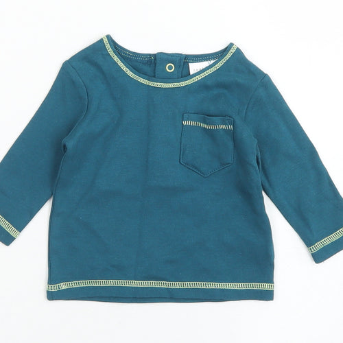 NEXT Boys Green  Cotton Basic T-Shirt Size 0-3 Months Crew Neck Snap