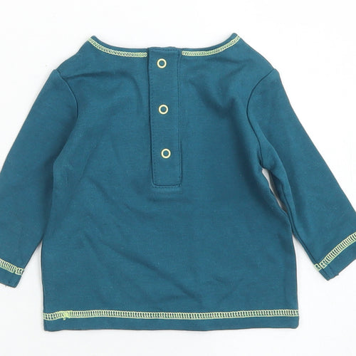 NEXT Boys Green  Cotton Basic T-Shirt Size 0-3 Months Crew Neck Snap