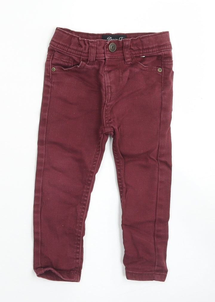 Denim Co Boys Purple Cotton Capri Jeans Size 12-18 Months Button