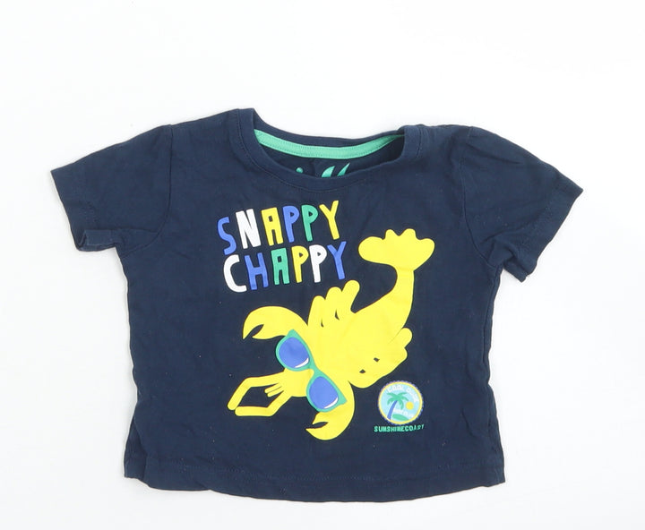 Little Rebel Boys Blue Cotton Basic T-Shirt Size 9-12 Months Crew Neck - Lobster