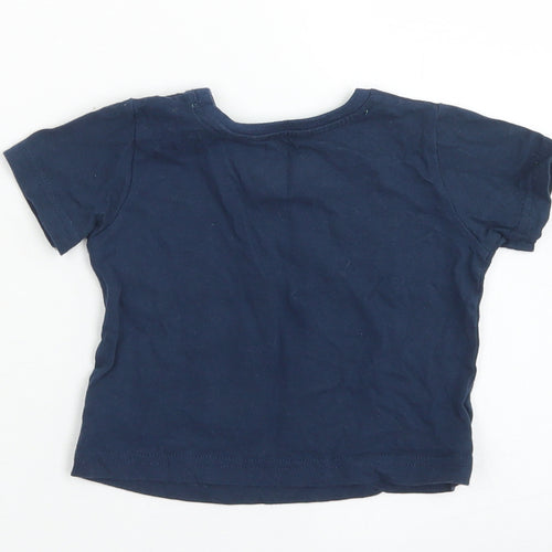Little Rebel Boys Blue  Cotton Basic T-Shirt Size 9-12 Months Crew Neck  - Lobster