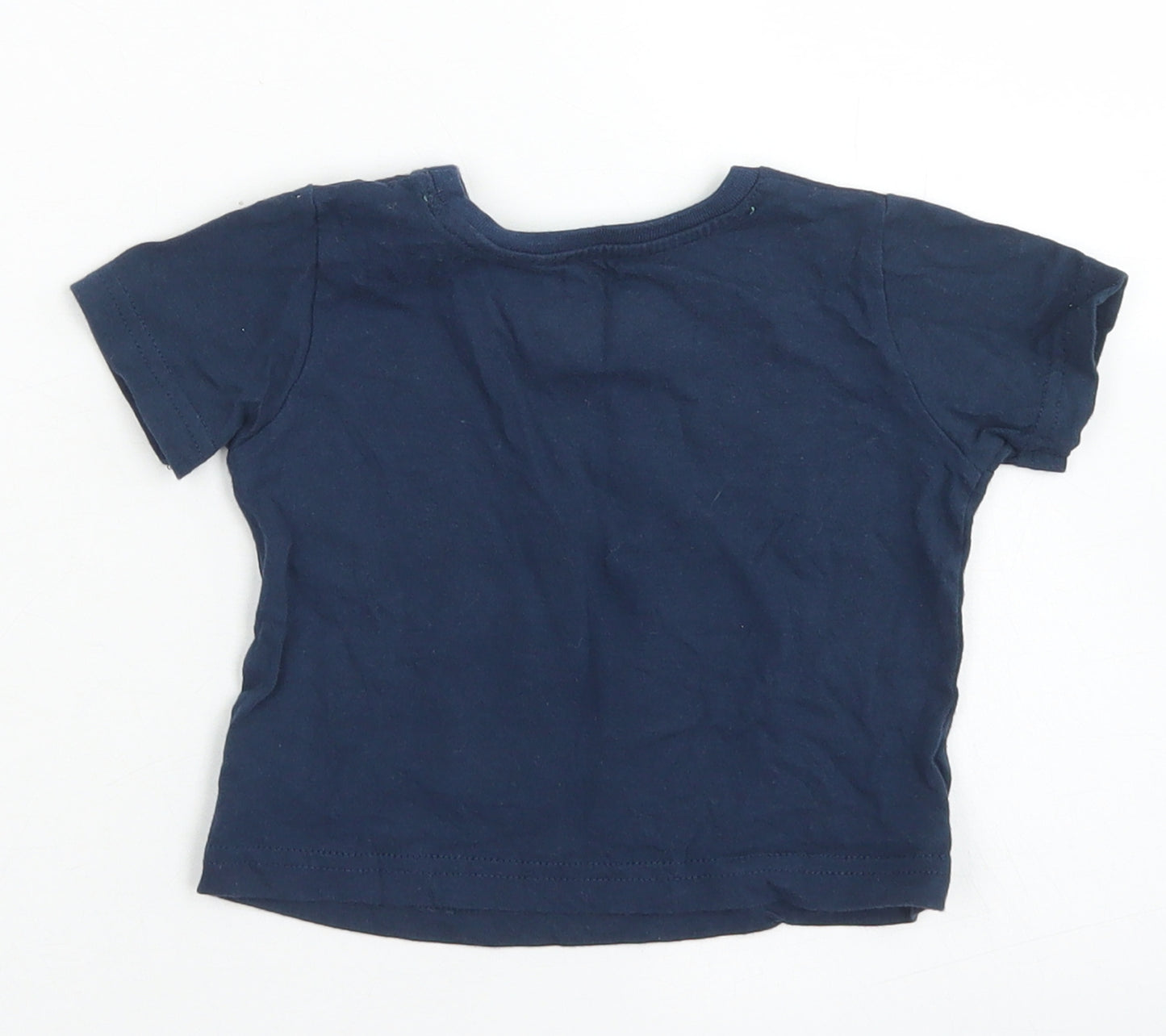 Little Rebel Boys Blue  Cotton Basic T-Shirt Size 9-12 Months Crew Neck  - Lobster