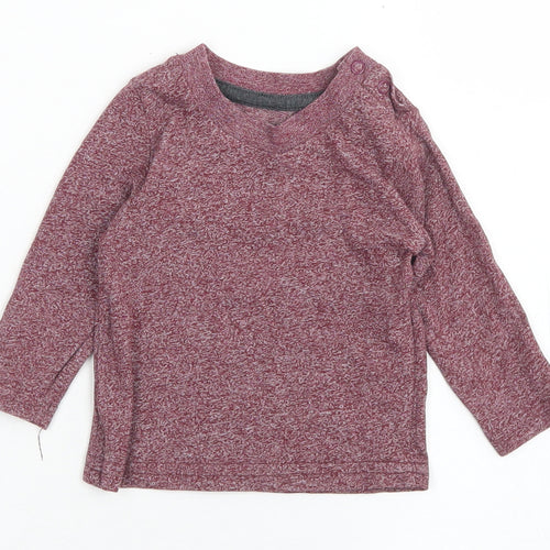 Primark Boys Red  Cotton Basic T-Shirt Size 3-6 Months Crew Neck Snap