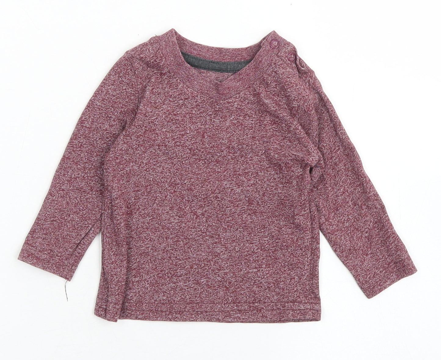 Primark Boys Red  Cotton Basic T-Shirt Size 3-6 Months Crew Neck Snap