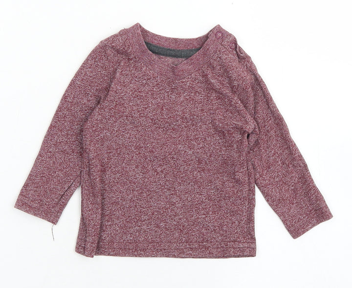 Primark Boys Red  Cotton Basic T-Shirt Size 3-6 Months Crew Neck Snap
