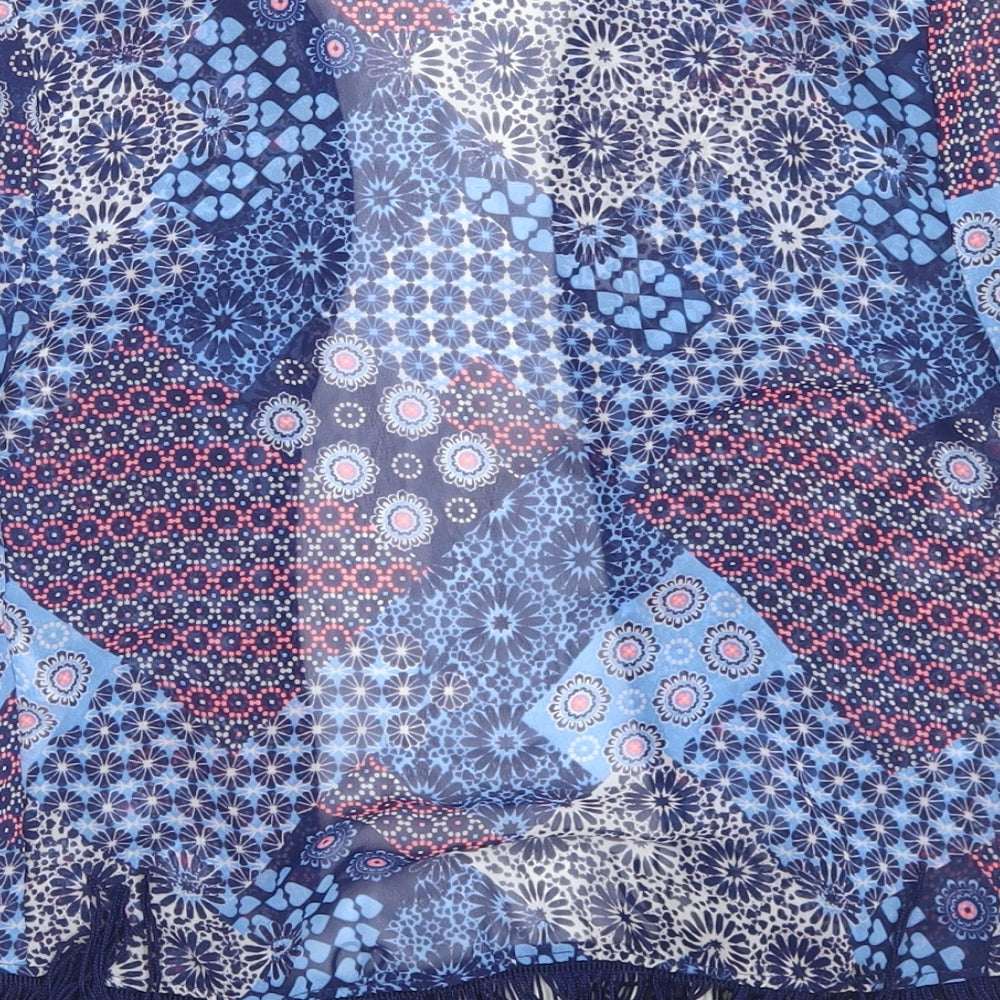 F&F Girls Blue Floral Polyester Kimono Blouse Size 5-6 Years Round Neck