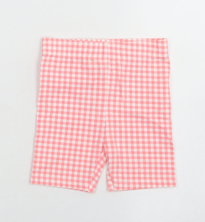 George Girls Pink Check Cotton Cargo Leggings Size 12-18 Months