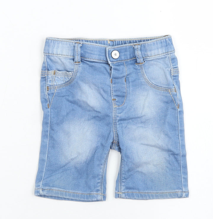 Nutmeg Girls Blue  Cotton Cropped Jeans Size 12-18 Months  Snap