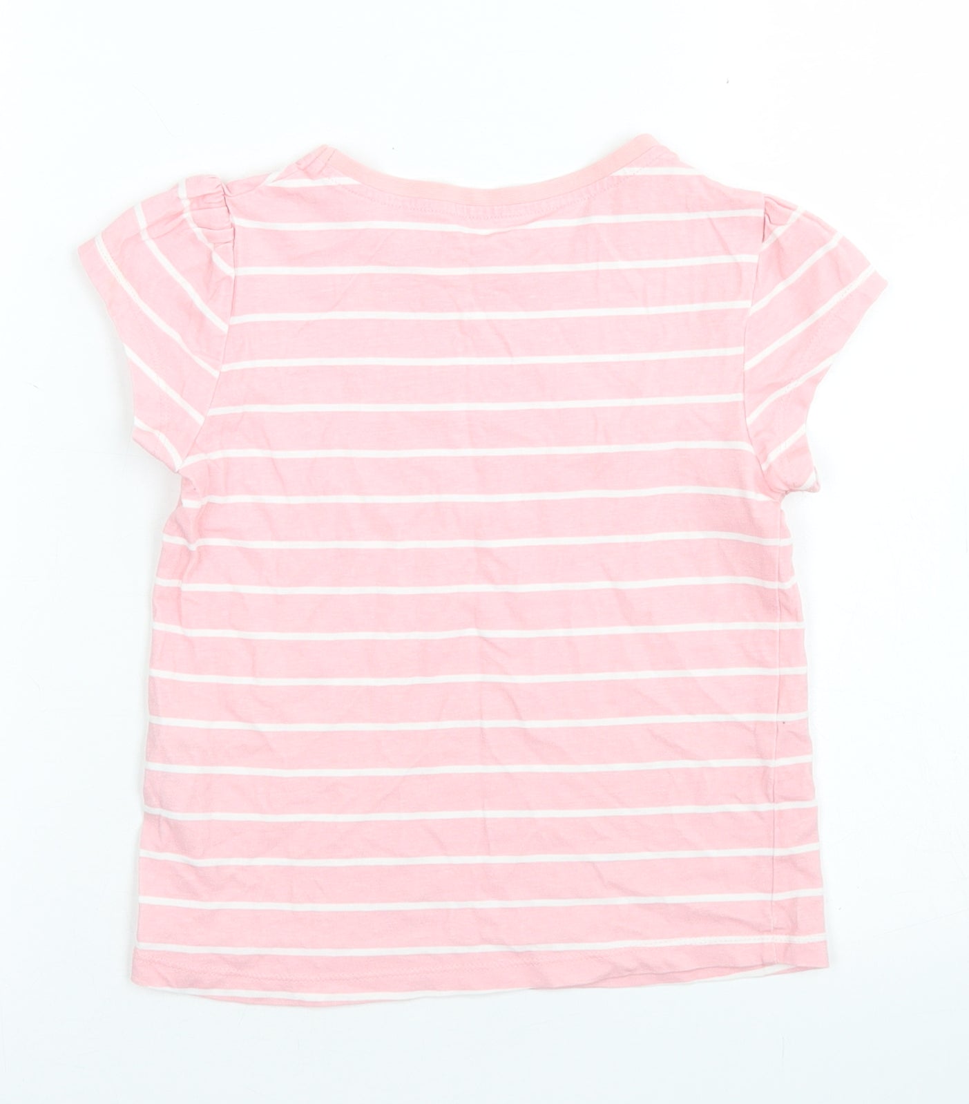 George Girls Pink Striped Cotton Basic Blouse Size 4-5 Years Crew Neck