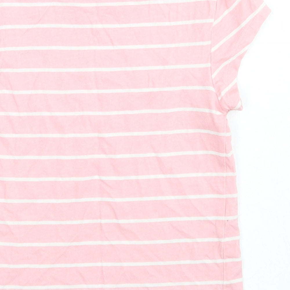George Girls Pink Striped Cotton Basic Blouse Size 4-5 Years Crew Neck