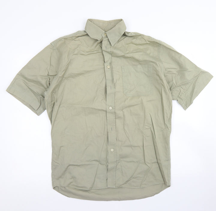 Marks & Spencer Mens Green  Cotton  Button-Up Size S Collared Button