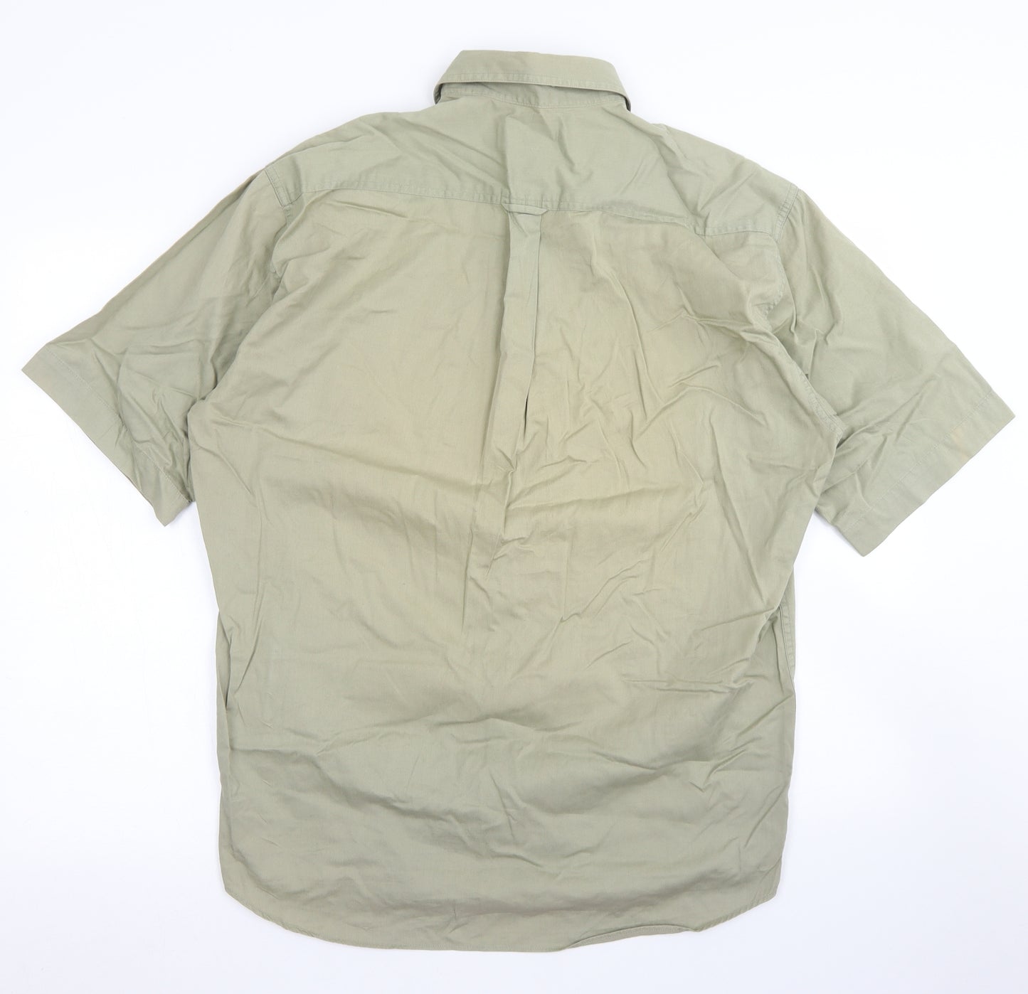 Marks & Spencer Mens Green  Cotton  Button-Up Size S Collared Button