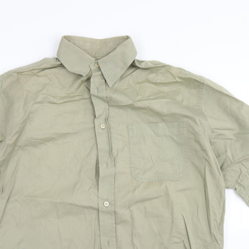 Marks & Spencer Mens Green  Cotton  Button-Up Size S Collared Button