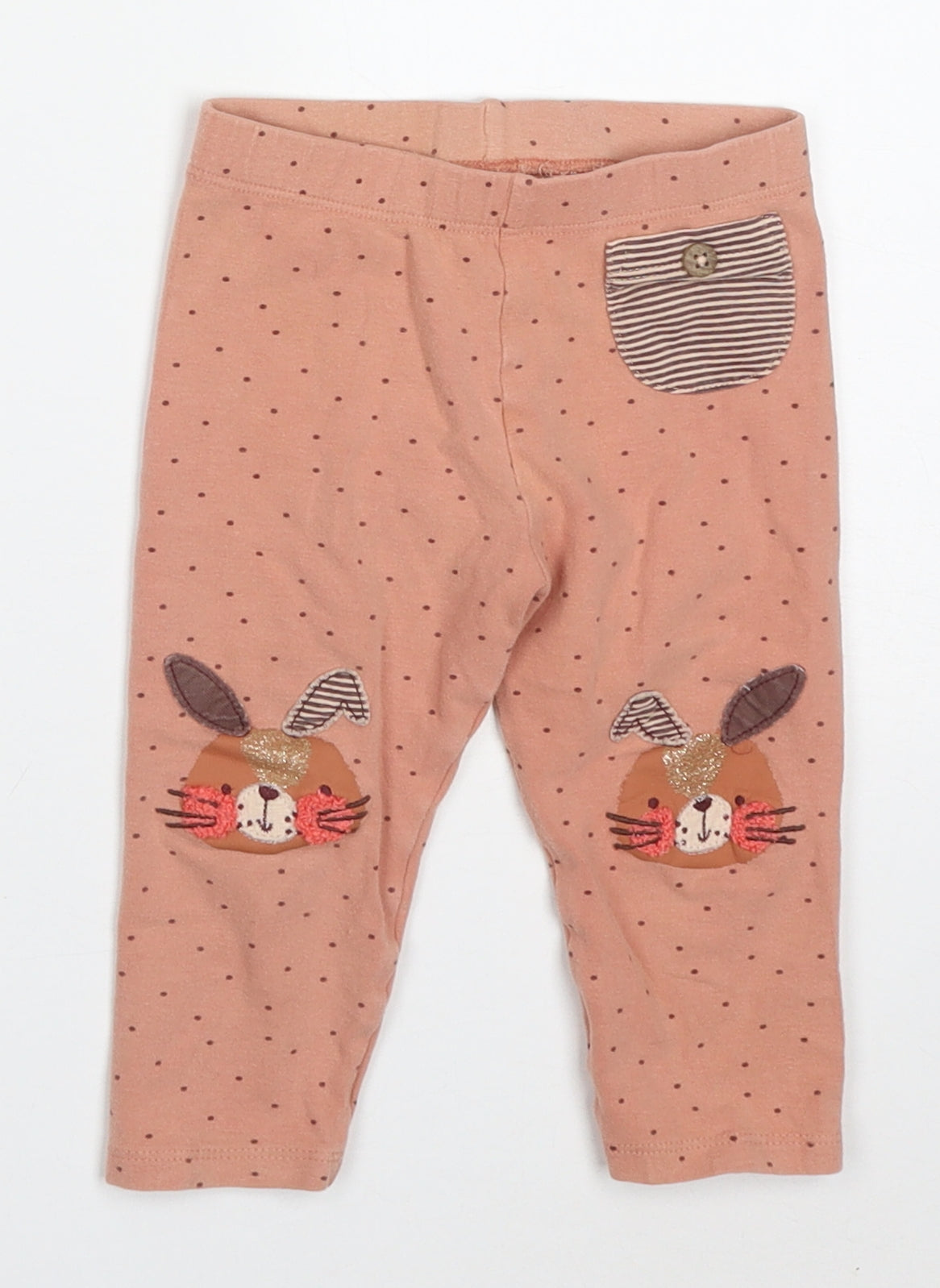Nexr Girls Pink Polka Dot Cotton Capri Leggings Size 12-18 Months   - Rabbits