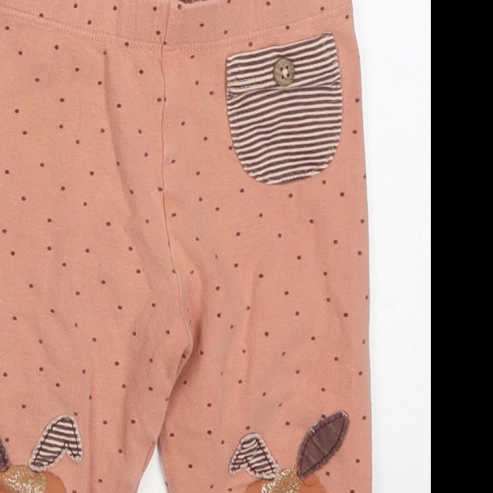 Nexr Girls Pink Polka Dot Cotton Capri Leggings Size 12-18 Months   - Rabbits