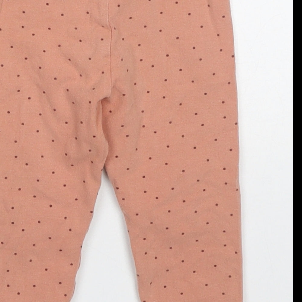 Nexr Girls Pink Polka Dot Cotton Capri Leggings Size 12-18 Months   - Rabbits