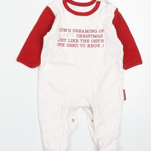 Marks and Spencer Baby Red Colourblock Cotton Cami One Piece Size 9-12 Months  Button - Mum's Dreaming of a Quiet Christmas