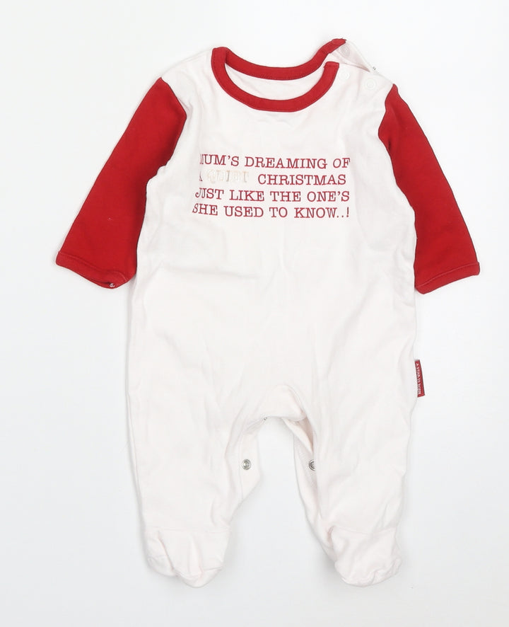 Marks and Spencer Baby Red Colourblock Cotton Cami One Piece Size 9-12 Months Button - Mum's Dreaming of a Quiet Christmas